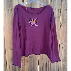 RARE HTF Grateful Dead Hand Embroidered Made in Nepal Women's Purple Long Sleeve
